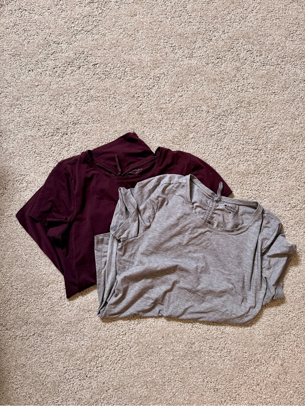 Athleta Ruched Back Workout Top Bundle – 2 pack (Maroon & Gray)